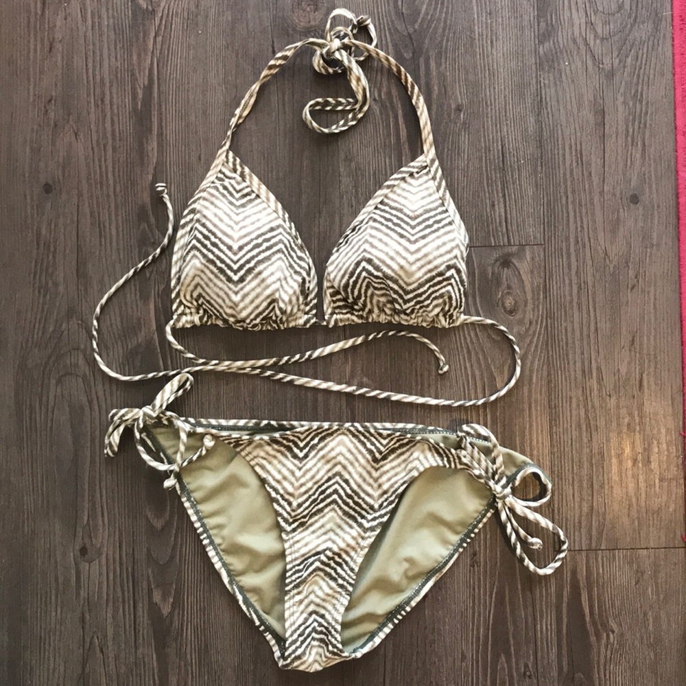 White and Light Green Bikini